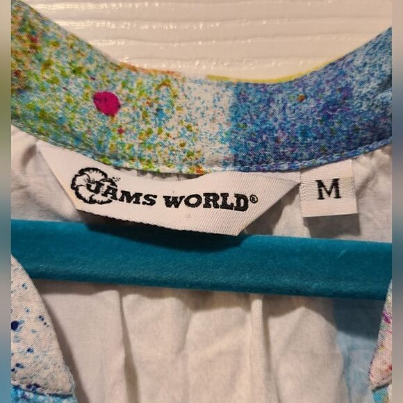 Jams World Ice Pop Flutter Sleeve Hawaiian Rayon Popover Blouse, Art-to-Wear | M - Picture 3 of 9